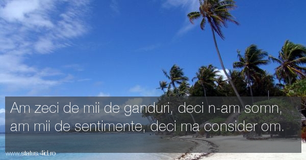 Am zeci de mii de ganduri, deci n-am somn, am...