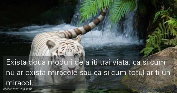 Exista doua moduri de a iti trai viata: ca si...